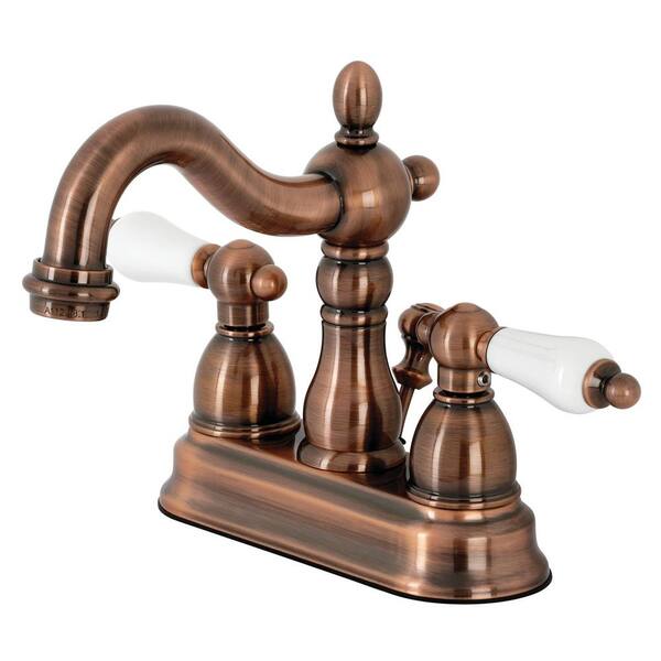 Kingston Brass Heritage 4 in. Centerset 2-Handle Bathroom Faucet in Antique Copper
