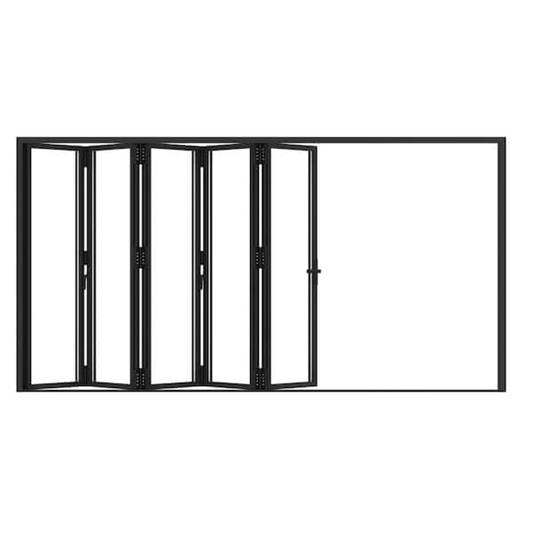 Teza B75 Series 144 in x 80 in Bifold 3 Panel Door Left Hand Black