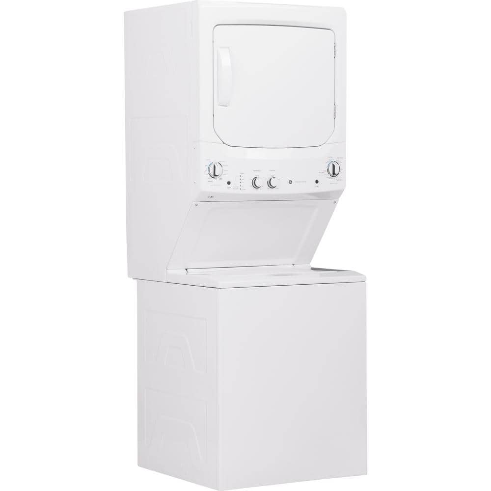 White Freestanding Electric Laundry Center with Stainless Steel Drums