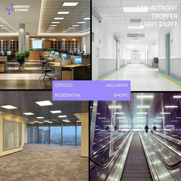 2 ft. x 2 ft. Integrated LED Watt/CCT Selectable White Troffer Retrofit Kit, 3750-5000 Lumens, 3500/4000/5000K (2-Pack)