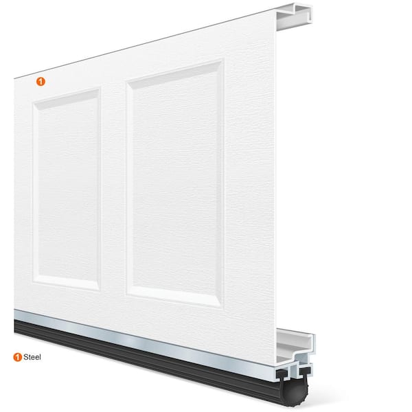 Bridgeport Steel Extended Panel 9ft. x 7ft. Non-Insulated Almond Garage Door with windows