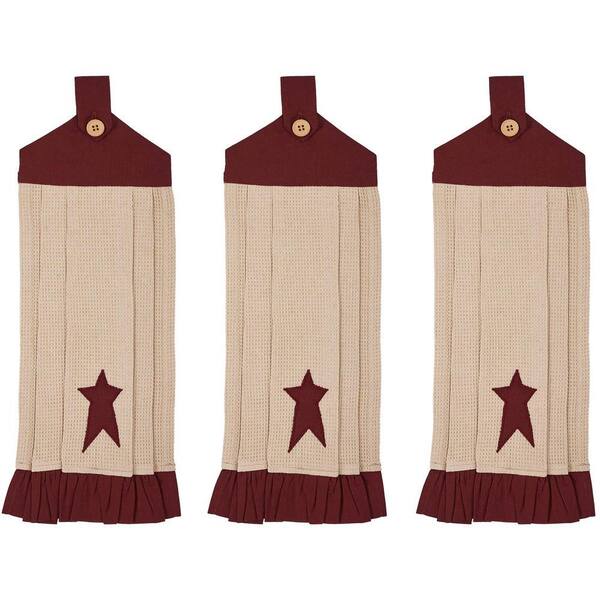 Connell Browns/Tans Star Button Loop Cotton Blend Kitchen Tea Towel Set (Set of 3)