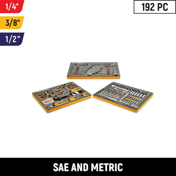 120 XP 1/4 in., 3/8 in., 1/2 in. Plier and Mechanics Tool Set in EVA Foam Trays (192-Piece)