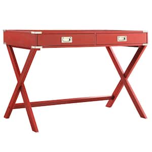 42 in. Samba Red X Base Wood Accent Campaign Writing Desk