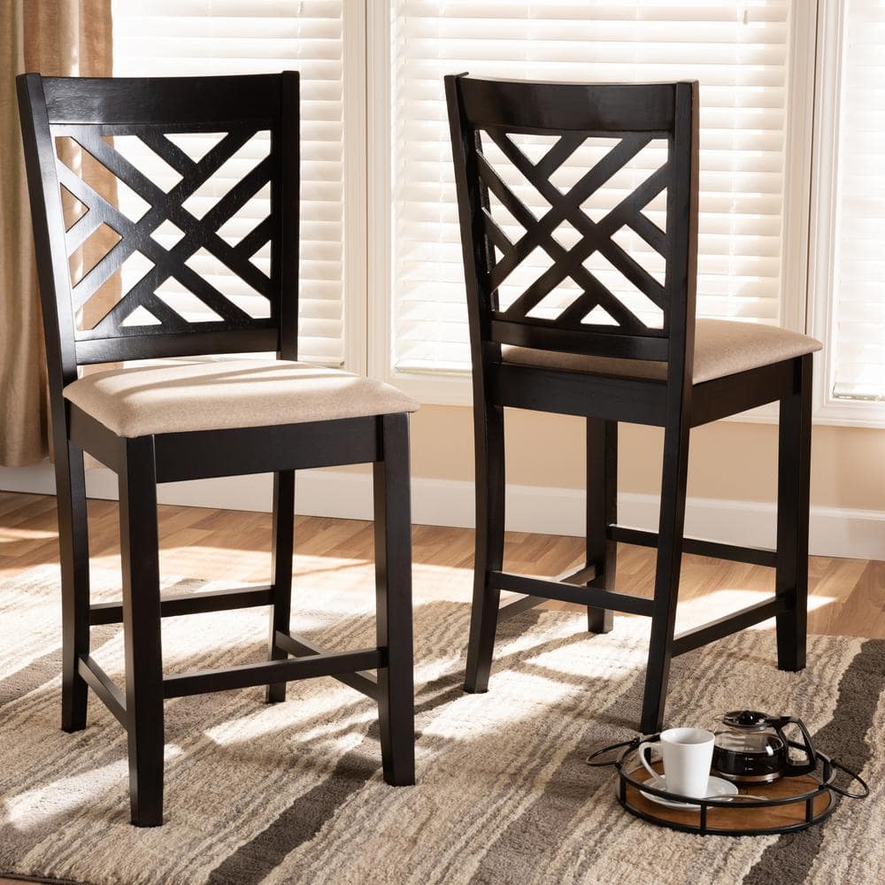 Espresso Brown Wood Counter Height Pub Chair Set