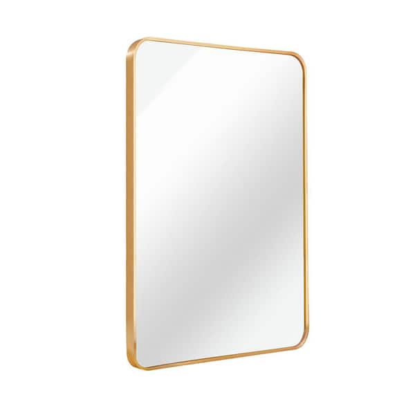 Gold 24 in W x 32 in. H Modern Rectangle Aluminium Framed Mirror Wall Mirror Wall Decor Mirror