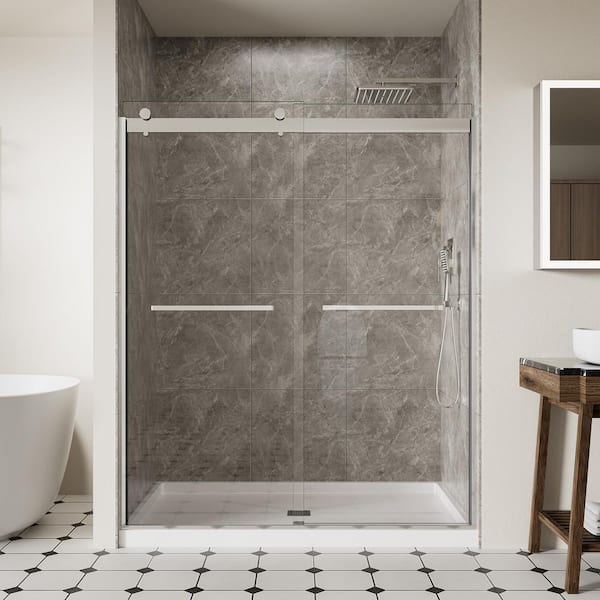 ACE DECOR 56-60 in. W x 74 in. H Double Sliding Semi-Frameless