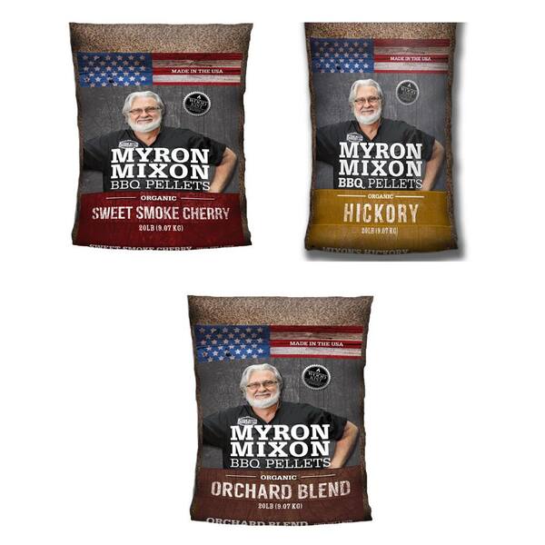 Myron Mixon 20 lbs. Variety BBQ Grilling Wood Pellets 3 Pack MMPLT