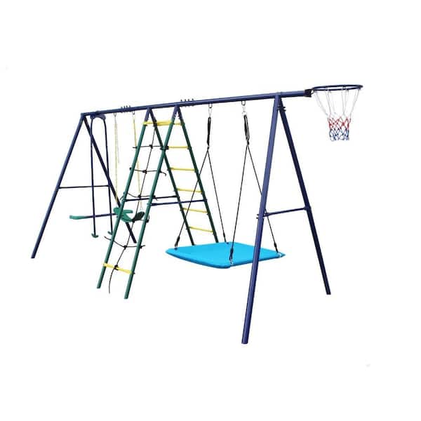 6 in 1 Outdoor Playset with Glider, Swing, Climber