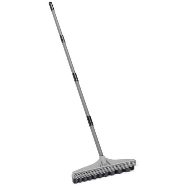 61-Inch Artificial Grass Turf Carpet Rake, 2-in-1 Nylon Brush & Rubber Broom for Carpets, Grass, Turf, Rugs & Mats