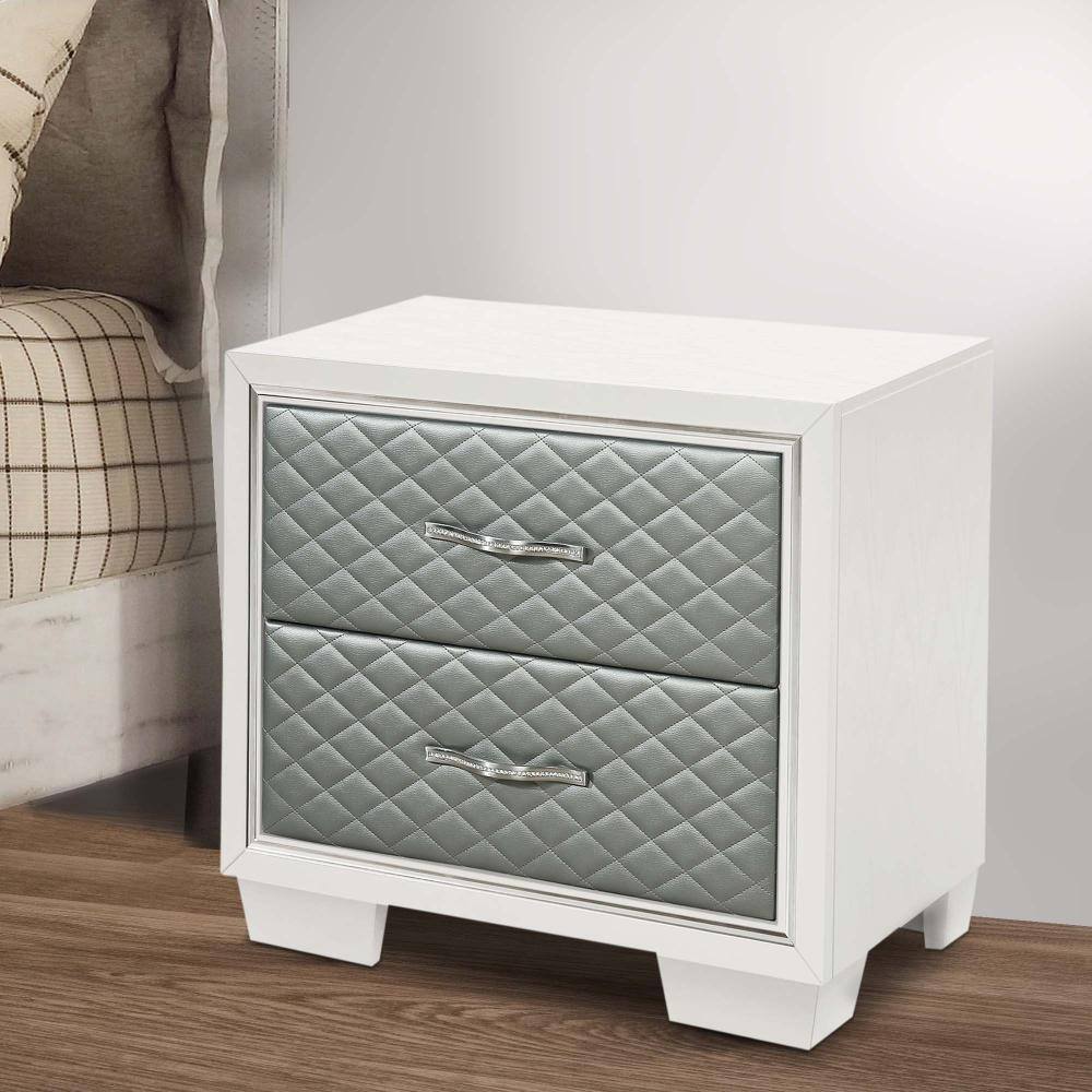 Benjara 17.01 In. Gray And White 2-Drawer Wooden Nightstand BM287997 ...