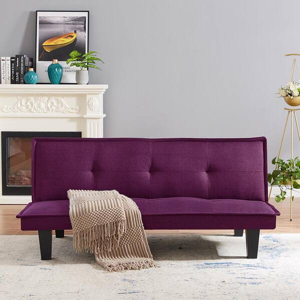 Violet Sea Green Loveseat Ambesonne Purple Futon Couch Stream Flow Inspired Abstract Geometric Graphic Shadowy Horizontal Waves Curls Daybed with Metal Frame Upholstered Sofa for Living Dorm 
