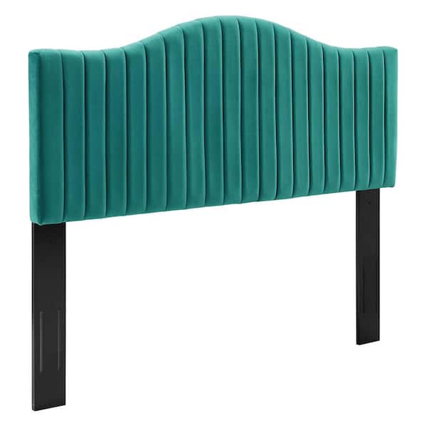 MODWAY Brielle Green Teal Twin Headboard with Channel Tufted Perfomance Velvet