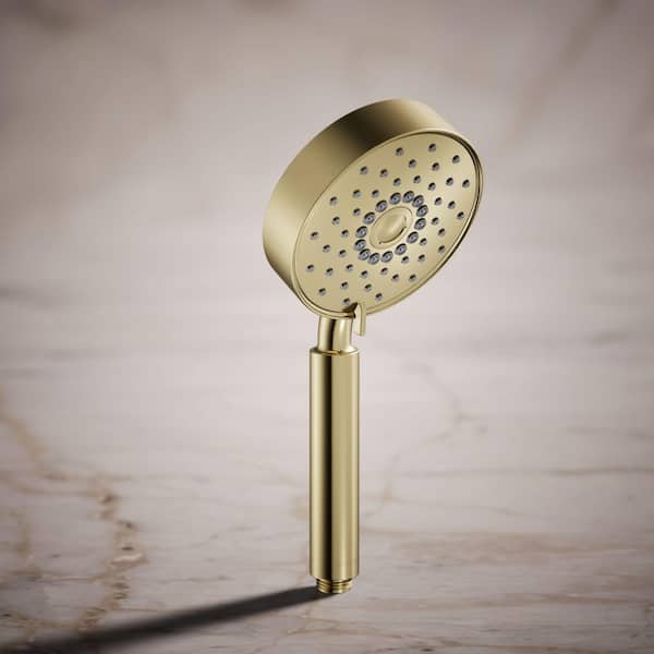 Purist 3-Spray Patterns 1.75 GPM 5 in. Wall Mount Handheld Shower Head in Vibrant French Gold
