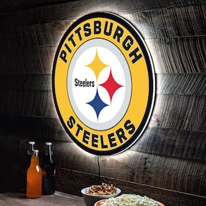 Pittsburgh Steelers Round 23 in. Plug-in LED Lighted Sign