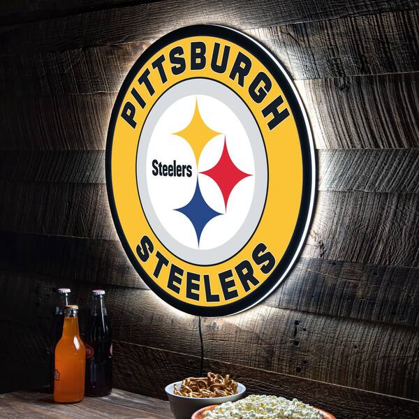 Evergreen Pittsburgh Steelers Round 23 in. Plug-in LED Lighted Sign  8LED3824RD - The Home Depot