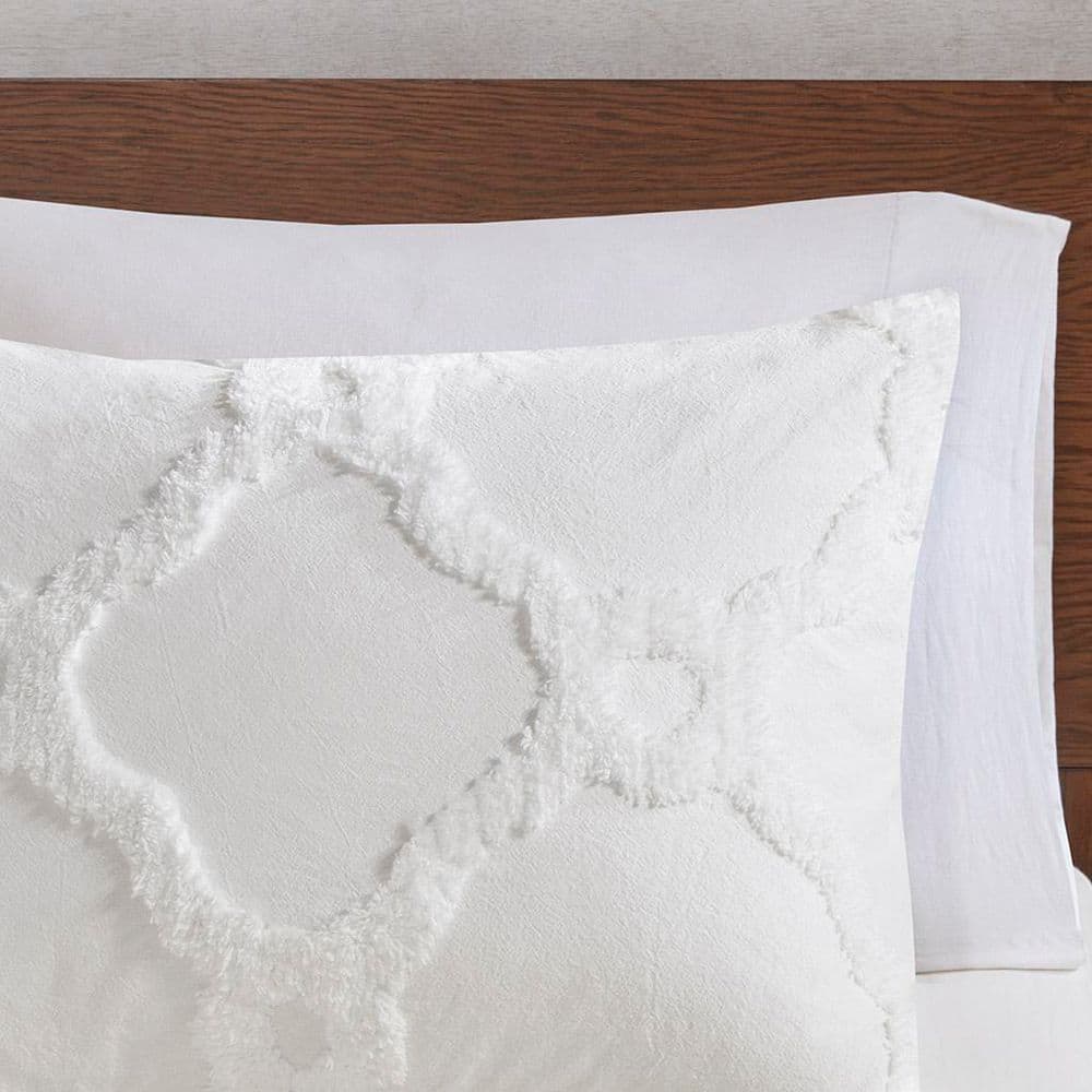 Full/Queen Off-White Cotton Chenille Duvet Cover Set