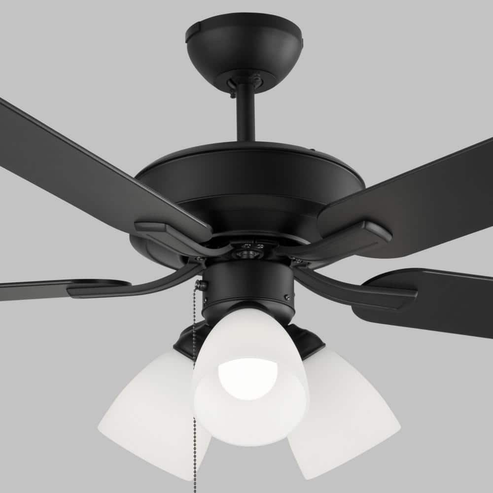 Midnight Black 52'' Ceiling Fan with Frosted Glass LED Lights