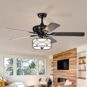 52 in. Smart Indoor/Outdoor Matte Black Ceiling Fan with Remote Control and 5 Dual Finish Blades Reversible Fan Light