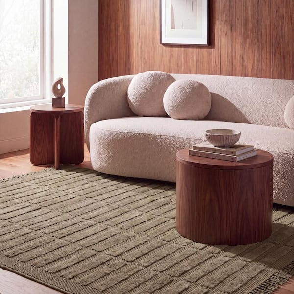 Zavira Solid Mid-Century Modern Area Olive 9 ft. x 12 ft. Indoor Area Rug