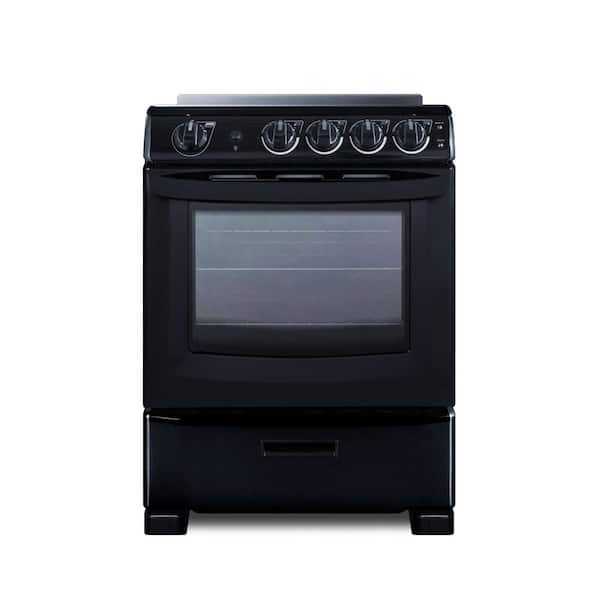 Summit REX2431BRT 24 Inch Black Electric Freestanding Range