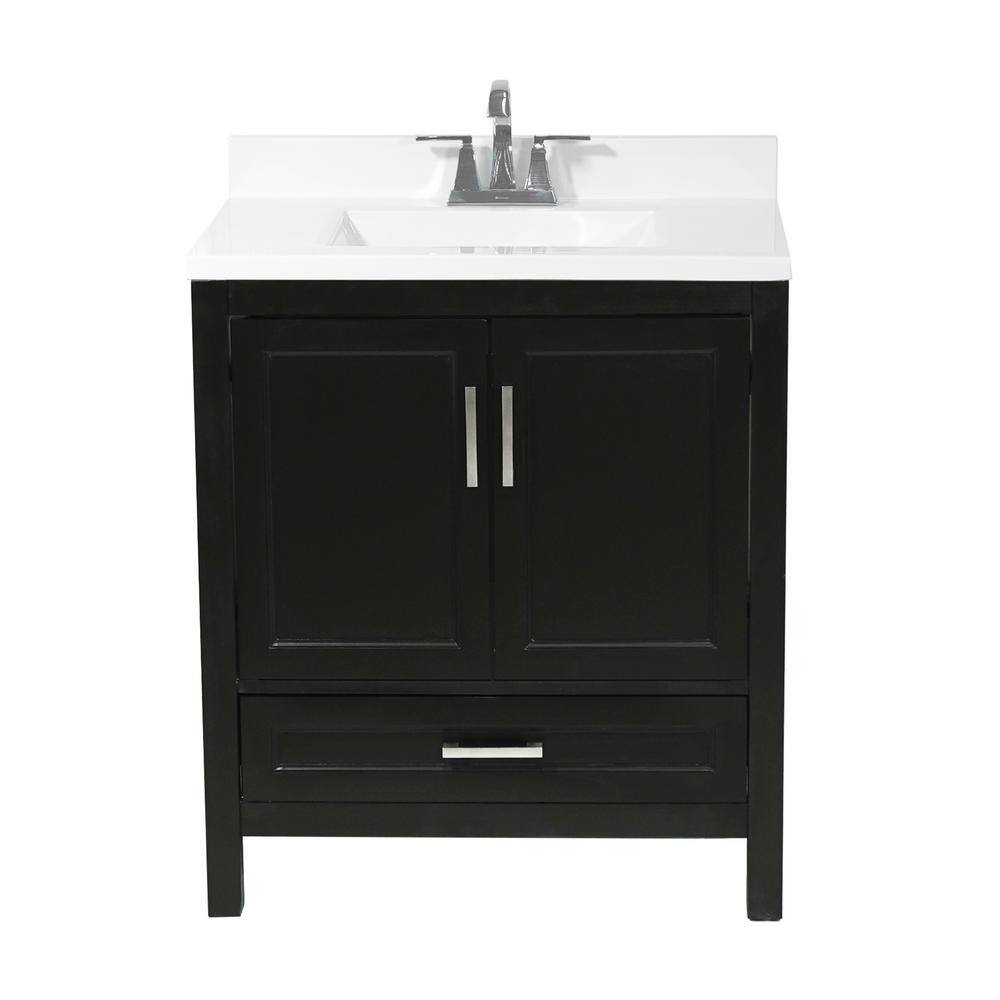 Amluxx Salerno 31 in. Bath Vanity in Espresso with Cultured Marble ...