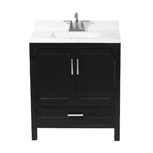 Salerno 31 in. Bath Vanity in Espresso with Cultured Marble Vanity Top with Backsplash in White with White Basin