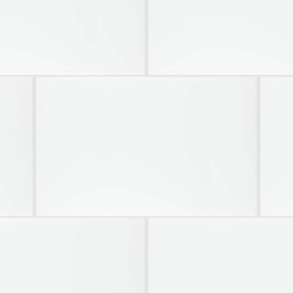 More Plain Glossy White 9-7/8 in. x 15-3/4 in. Ceramic Wall Tile (10.9 sq. ft./Case)