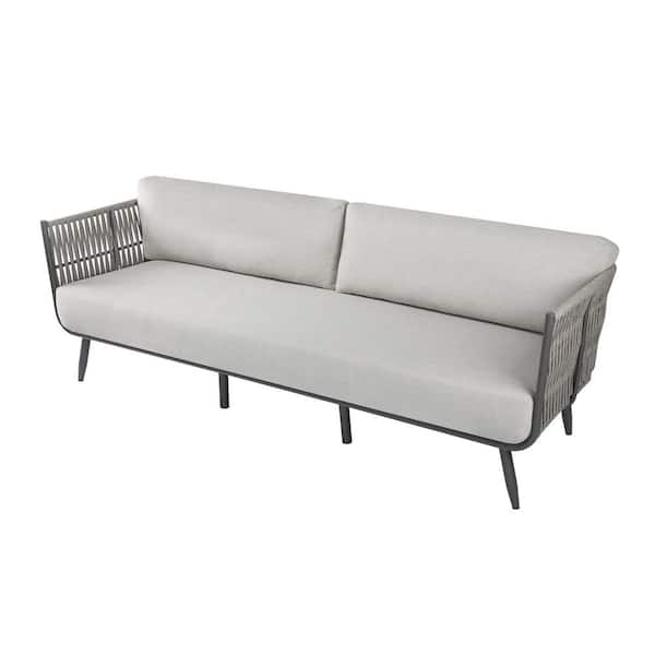 Milano Aluminum Outdoor Sofa Couch with Grey Sunbrella Cushions