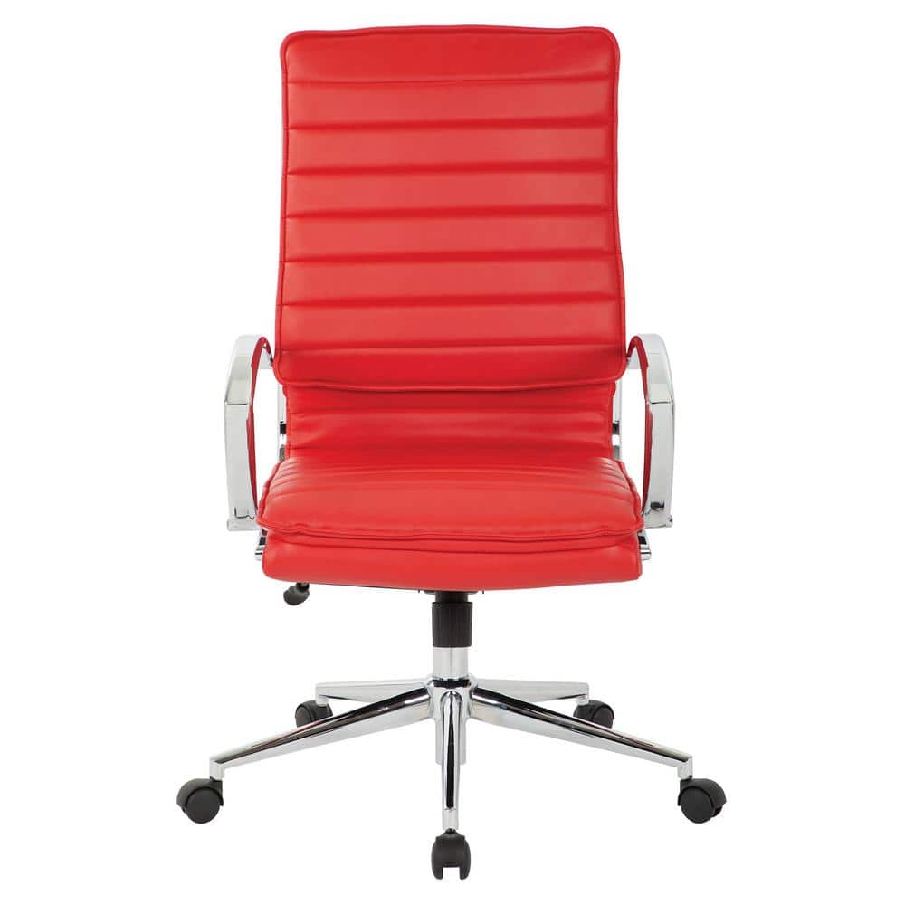Executive High Back Red Leather Swivel Chair with Metal Base