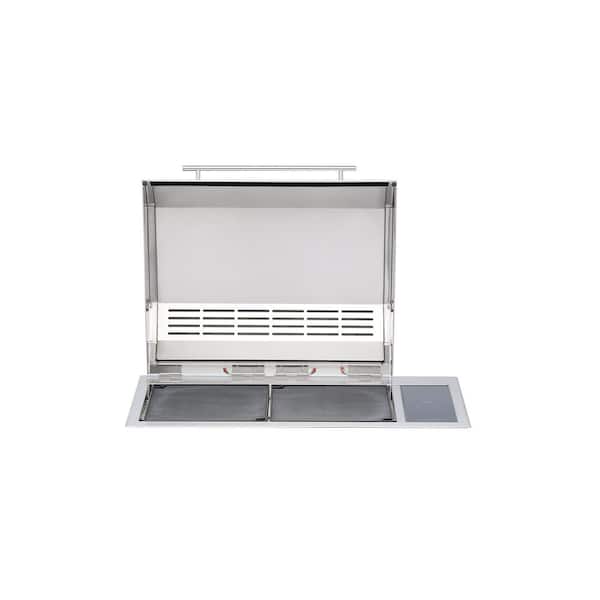 Kenyon Texan Built-In Electric Grill in Stainless Steel with Single Piece Lid and No Mounting Holes