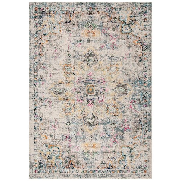SAFAVIEH Madison Gray/Gold 8 ft. x 10 ft. Distressed Border Area Rug