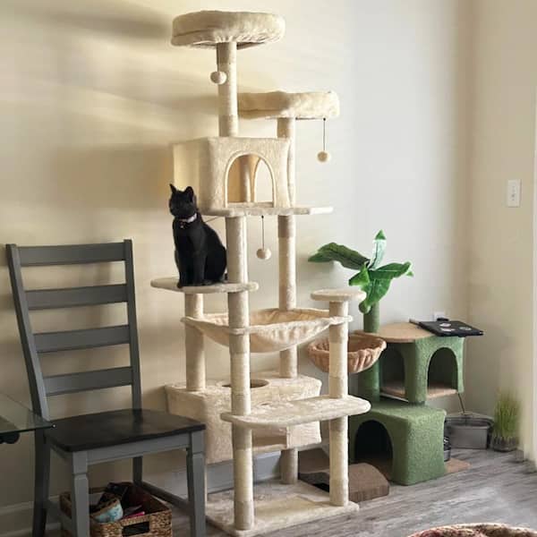 Cat Tunnel 73 Inches Large Cat Tree For Indoor Cats, Tall Cat