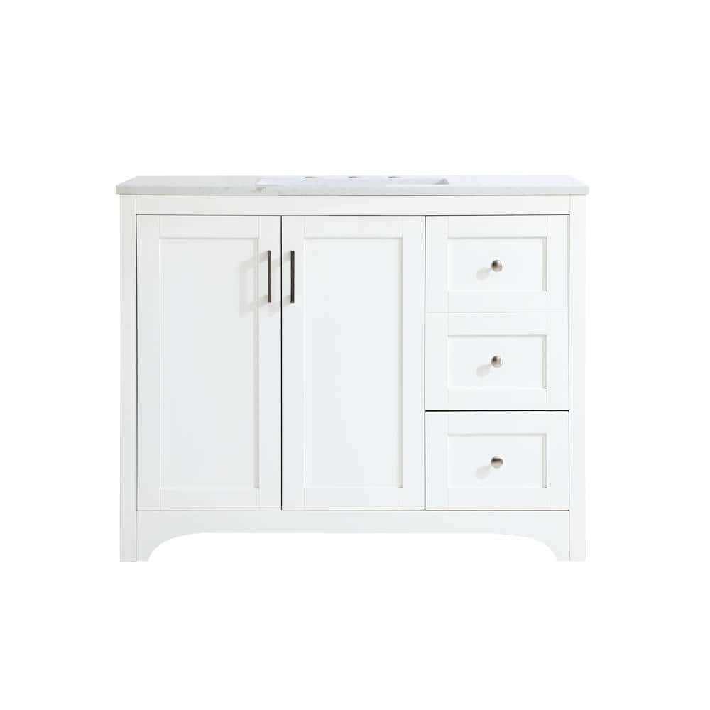 Timeless Home 42 in. W x 22 in. D x 34 in. H Single Bathroom Vanity in Whit