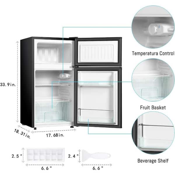 HAILANG 17.68 in. 3.2 cu.ft. Mini Refrigerator in Silver with