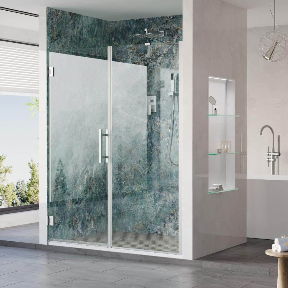 "59-60 in. W x 72 in. H Pivot Hinged Frameless Shower Door in Chrome with 3/8"" SGCC Clear Tempered Glass" price history on PriceWatchPro