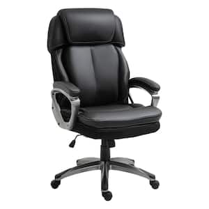 Black, High Back Ergonomic Home Office Chair PU Leather Swivel Chair with Adjustable Height, Air Lumbar Support Armrests