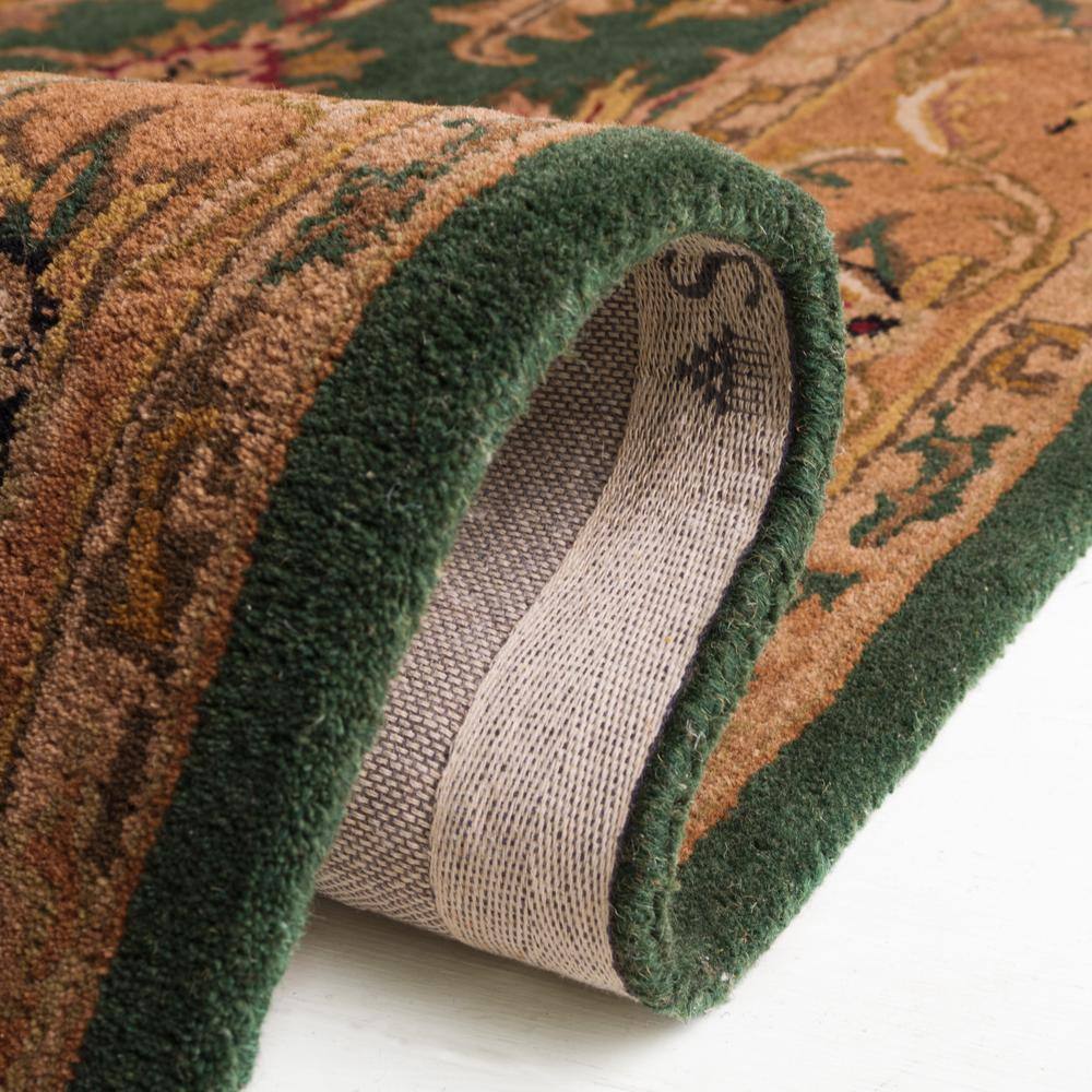 Handmade Dark Green and Gold Wool Tufted Area Rug