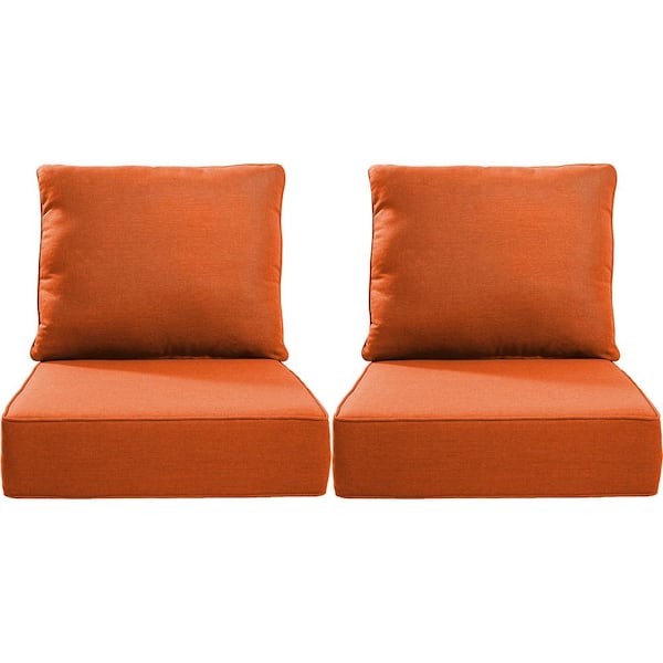 24 in. x 24in. x 6in. 4-Piece Deep Seating Water & Fade Resistant Outdoor Lounge Chair Replacement Cushion Set in Orange