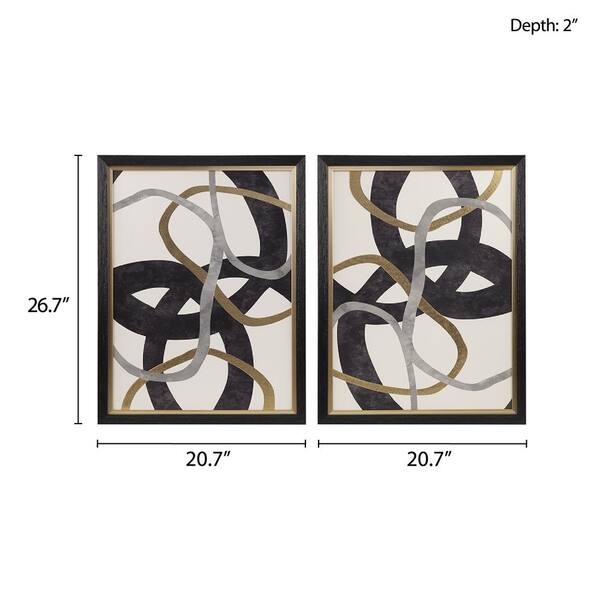 アート　1113 Vsmile Abstract Stripes (Set of 2)-Wood Framed Canvas Wall