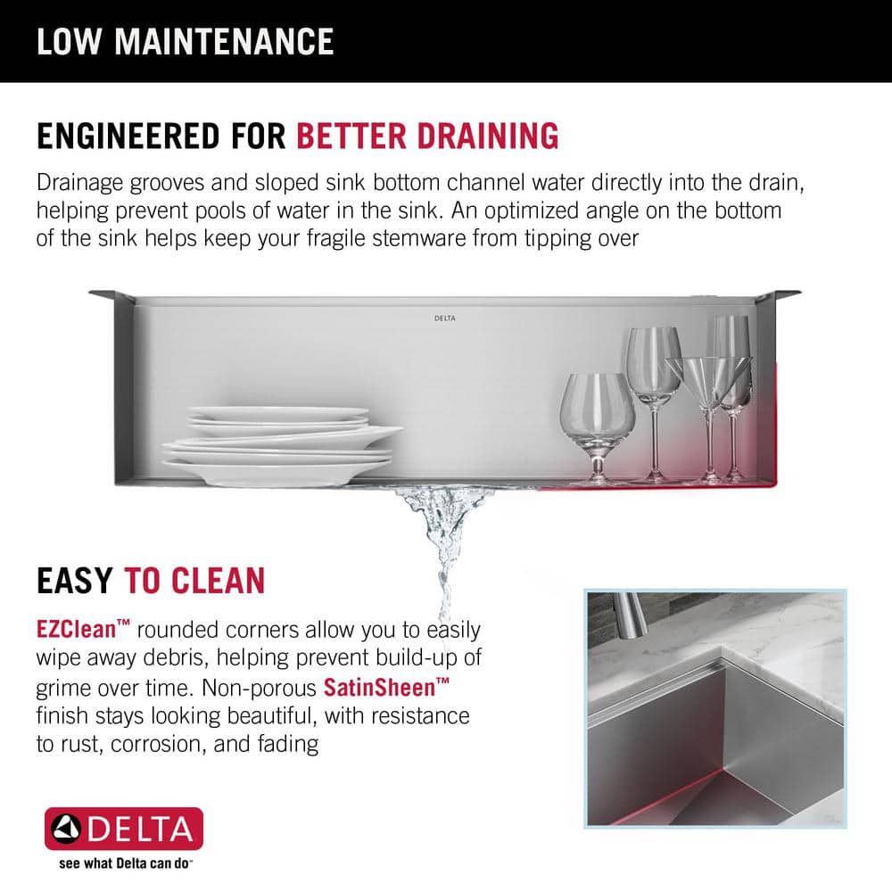 Delta 30-Inch Stainless Steel Workstation Undermount Kitchen Sink