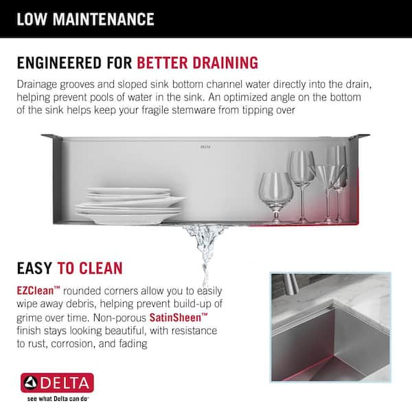 Delta Rivet Undermount 30-in x 19-in Stainless Steel Single Bowl