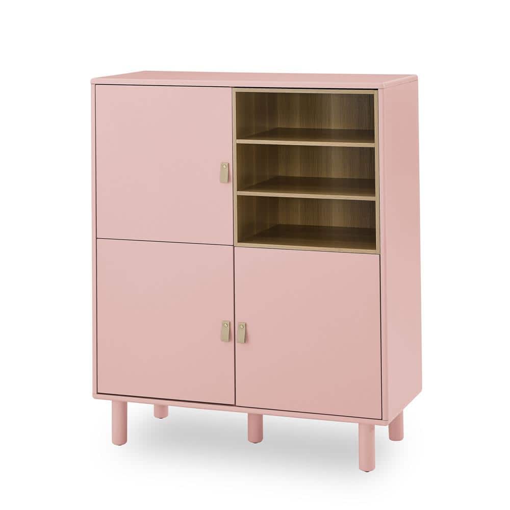 Modern Multifunctional Storage Cabinet with Doors, Drawers, Leather Handle,
