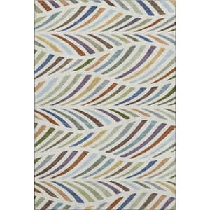 Mayfield Premium Machine Washable Abstract AMF2475 Ivory 9 ft. x 12 ft. Area Rug