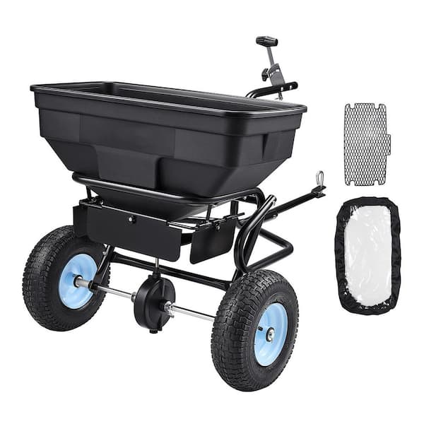 Tow Behind Broadcast Spreader, 130 lbs. Capacity, Push Garden Spreader, 30 Adjustable Setting, 9.8 ft. Spreading Width