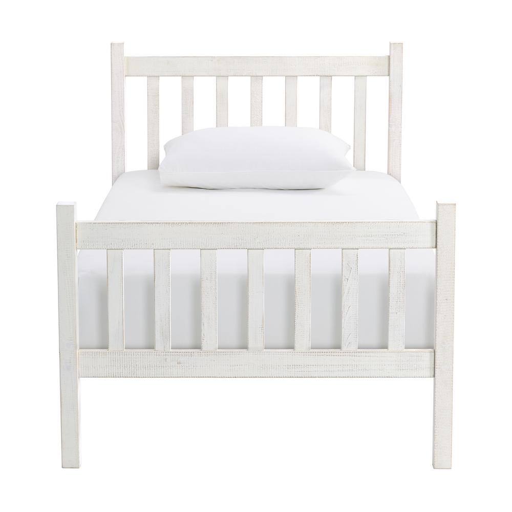 Windsor Twin Driftwood White Pine Wood Bed with Headboard
