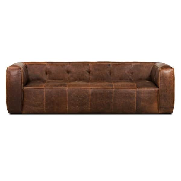 Poly and Bark Capa 92 in. Square Arm 3-Seater Sofa in Chocolate Brown