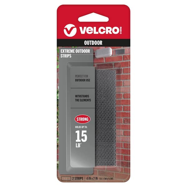 VELCRO 4 in. x 2 in. Industrial Strength Extreme Strip, Titanium