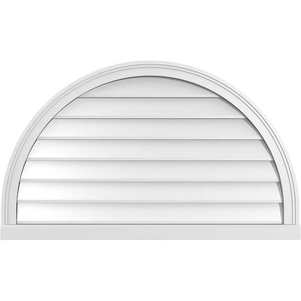 Ekena Millwork 40 in. x 24 in. Round Top White PVC Paintable Gable Louver Vent Non-Functional