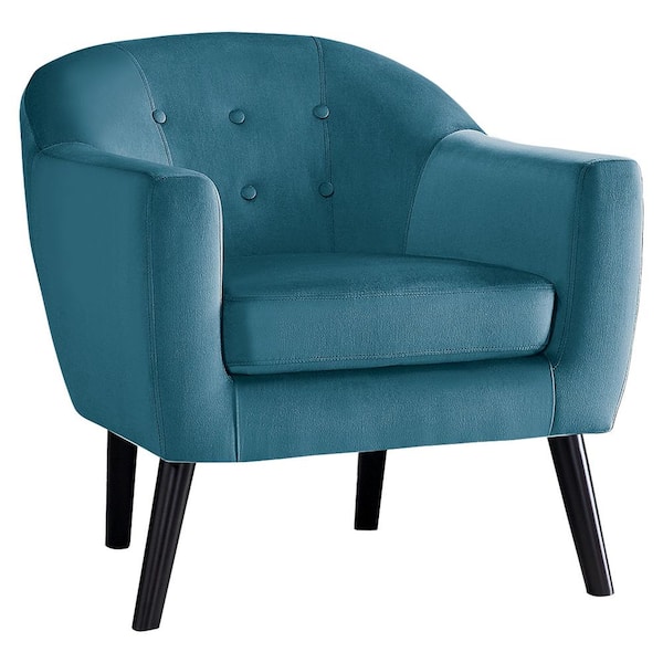 Lazzara Waterlyn Blue Velvet Upholstery Tufted Back Accent Chair